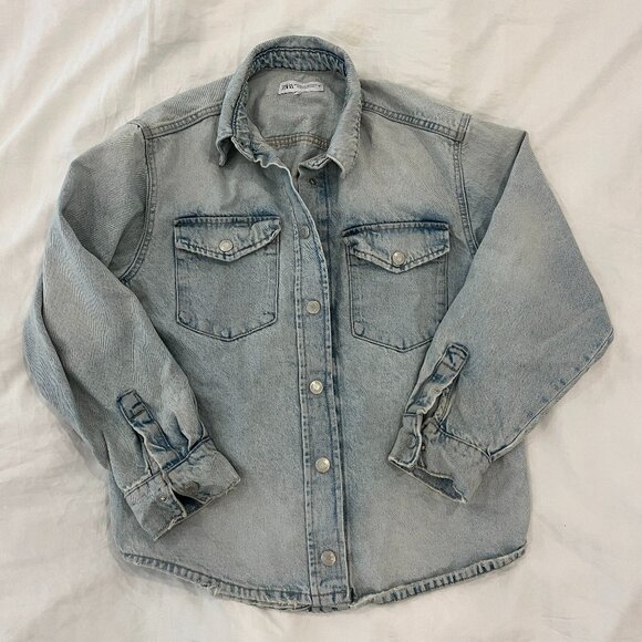 Zara Light Blue Oversized Denim Jacket XS / S - Picture 2 of 4